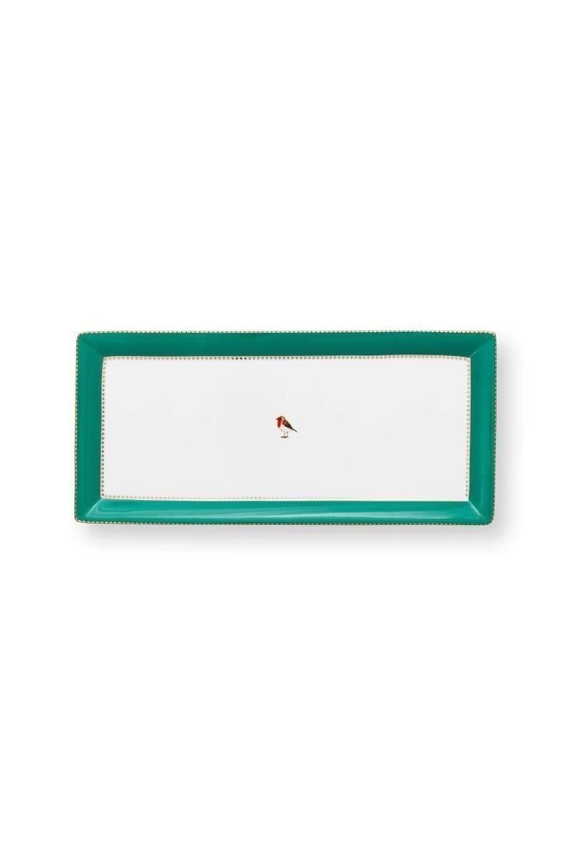 Yeşil Porselen Servis Tabağı 33,3X15,5 Cm Love Birds Collection by Pip Studio