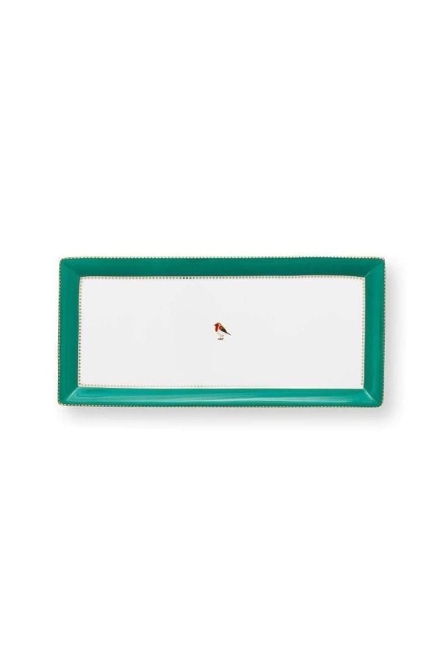 Yeşil Porselen Servis Tabağı 33,3X15,5 Cm Love Birds Collection by Pip Studio