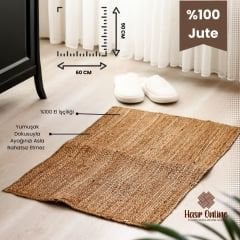 %100 JUTE BOHEM TARZI ÇİFT TARAFLI KİLİM 60X90 CM