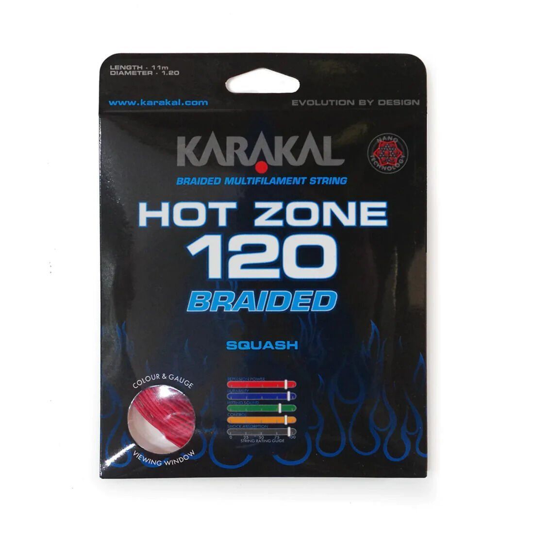 Karakal Hot Zone Braided 120 Paket Squash Raketi Kordajı