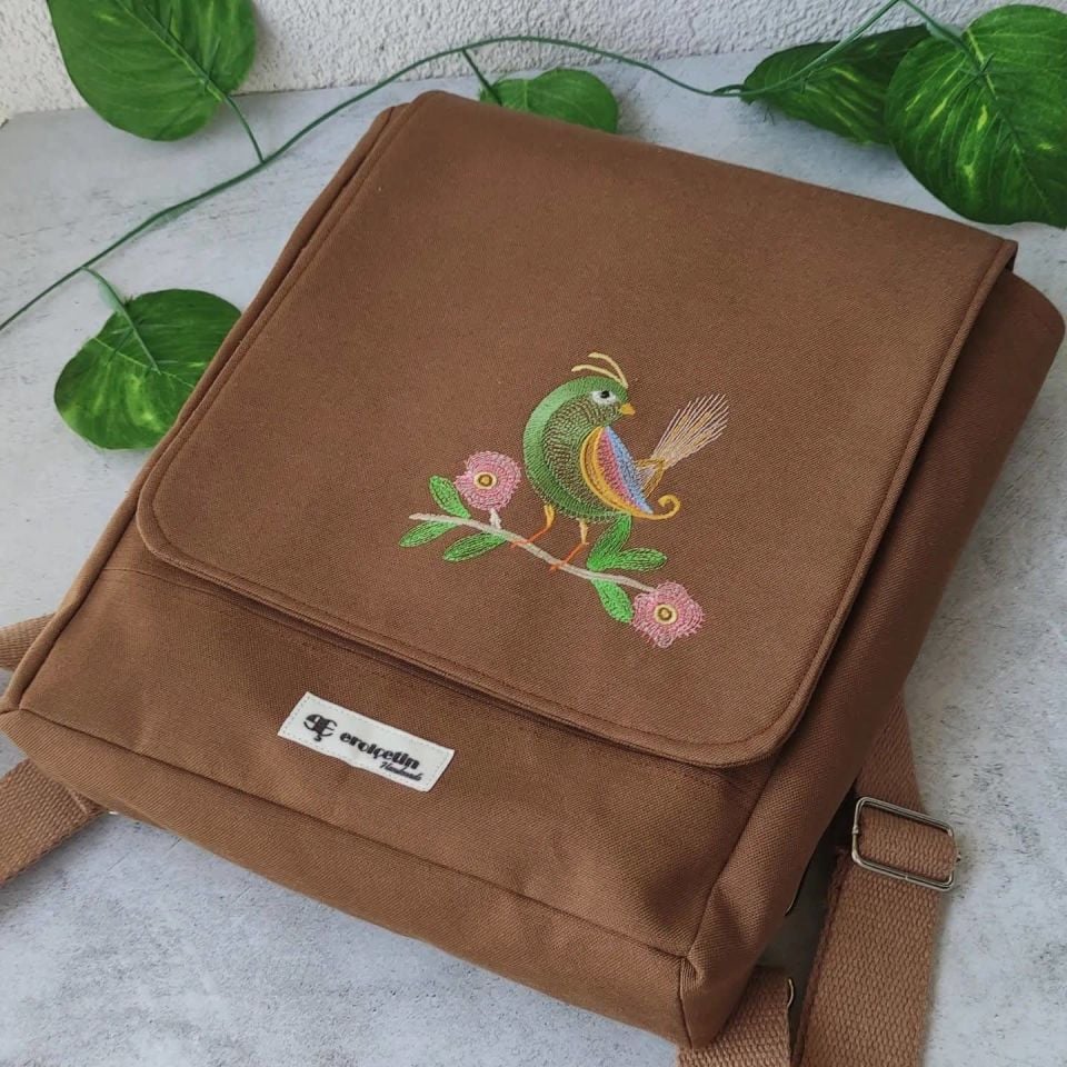 Kahverengi Kuşlu 13 İnç Laptop Çantası