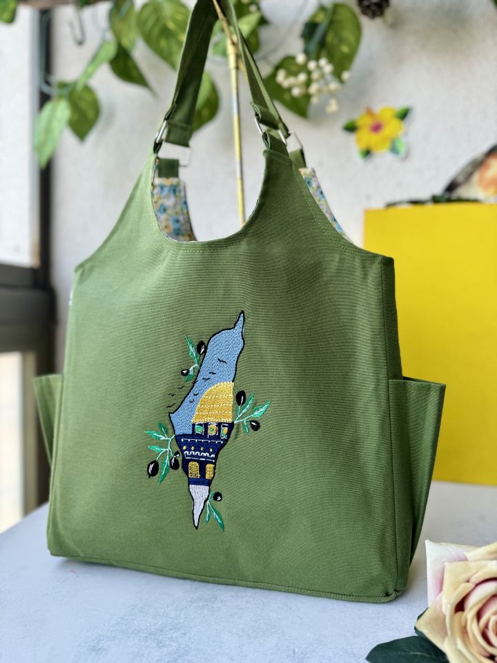 Yeşil Mescidi Aksa Nakışlı Omuz Çantası