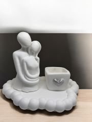 Sevgililer Günü Temalı çift, tabak ve kalpli kutu 3'lü set