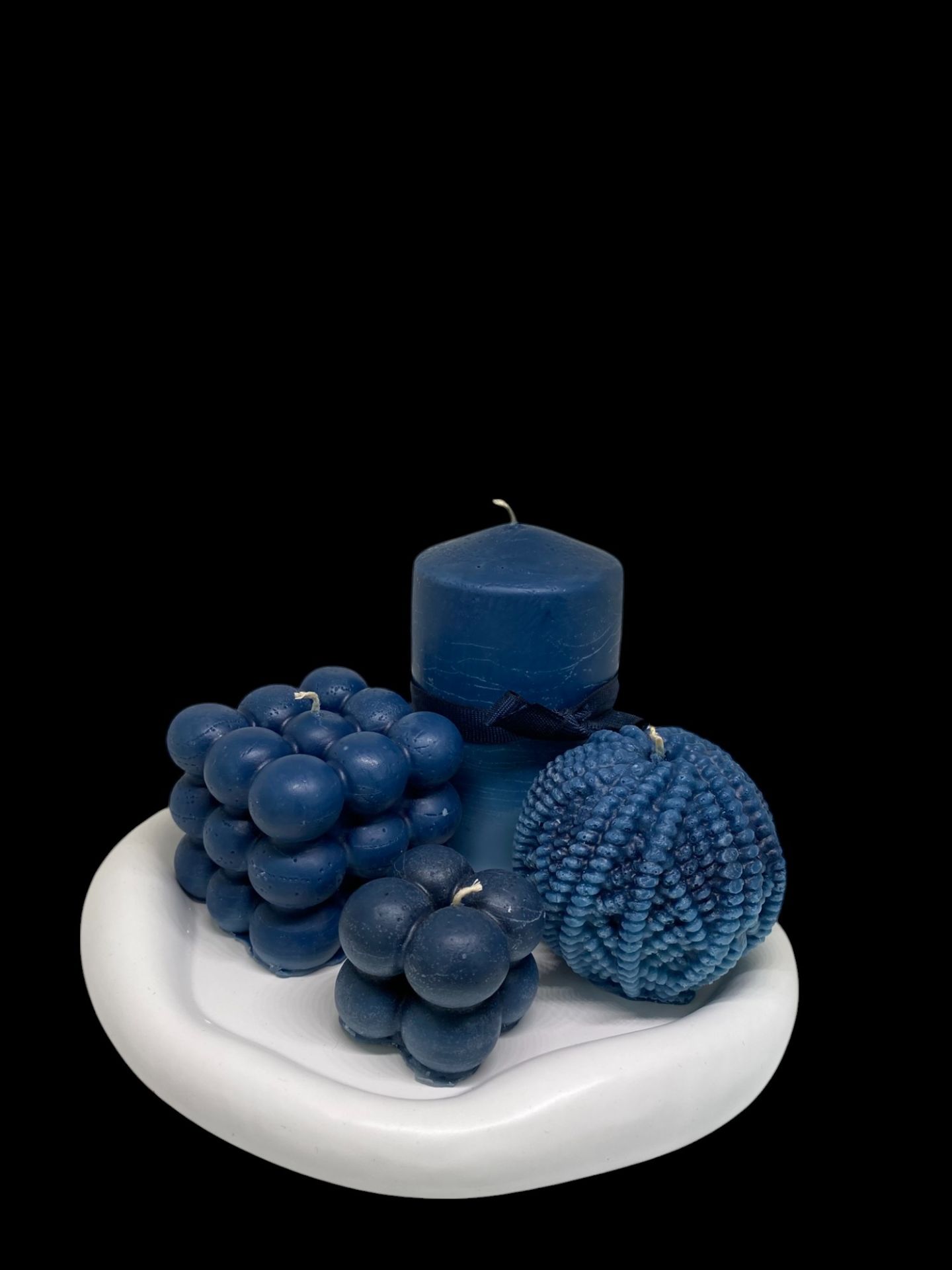 4'lü mum ve tabak set