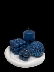 4'lü mum ve tabak set