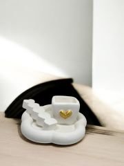 Sevgililer Günü Temalı kalpli kutu, sıralı kalp obje ve tabak set