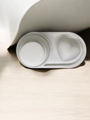 Çizgili kapaklı kutu, kalp ve tabak set