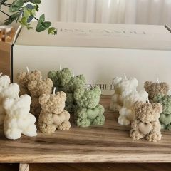 Gül desen kalpli ayıcık mum