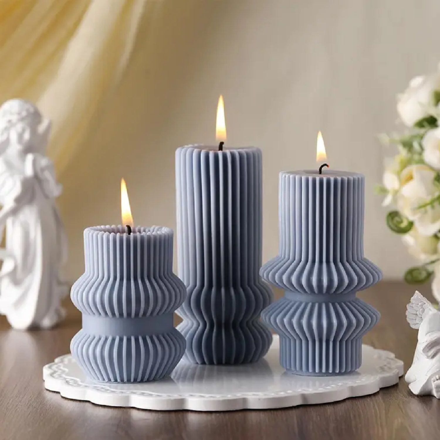 Geometrik çizgili desen mum