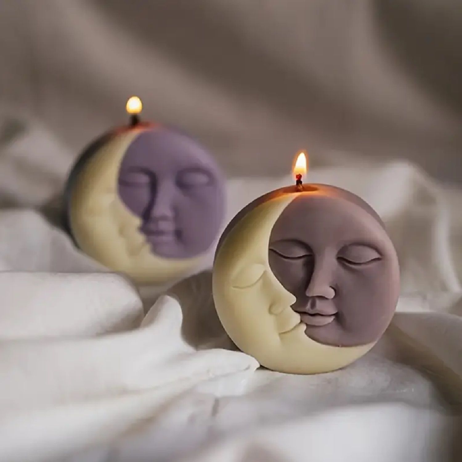 Ay ve Güneş Yüzü Mum
