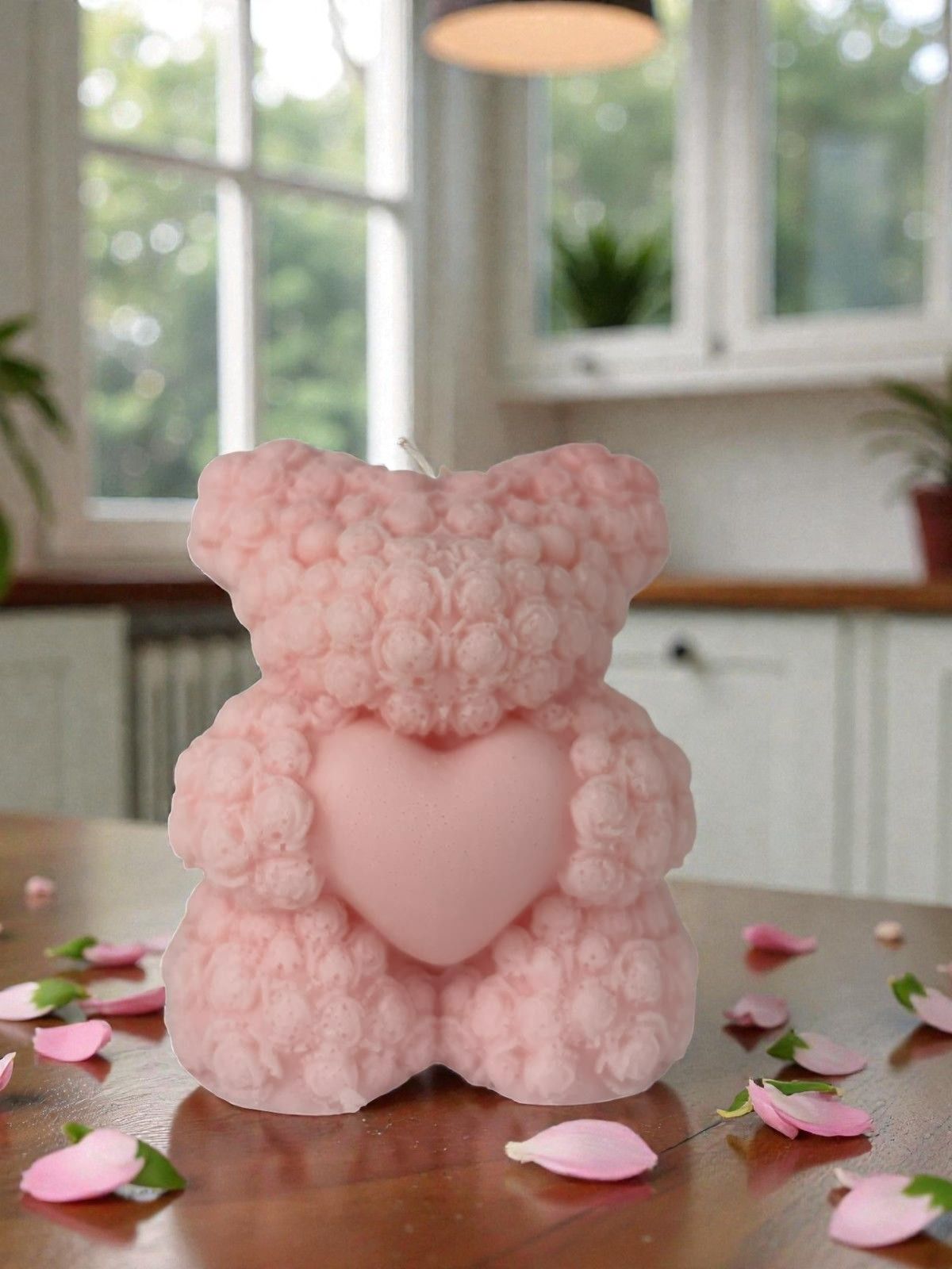 Yılbaşı Temalı Kokulu Büyük Boy Pembe Ayıcıklı Mum