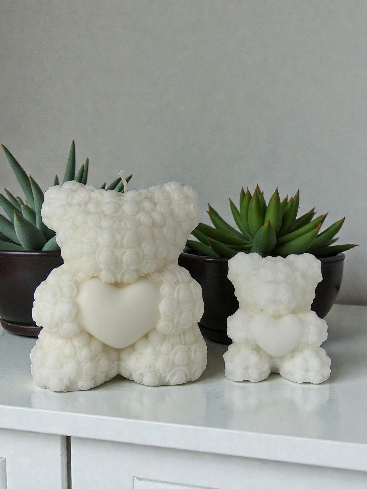 Yılbaşı Temalı Kokulu 2 Adet Beyaz Ayıcık Mum