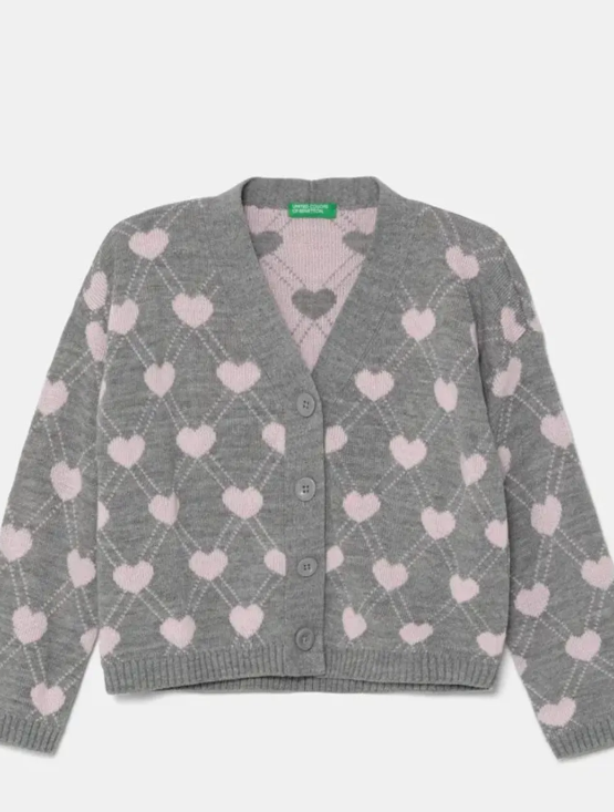 Benetton Kalp Baskılı Hırka
