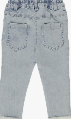 Papatya Nakışlı Denim Pantolon