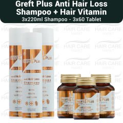 Greft Plus Anti Hair Loss Hair Nourishing Set - 3 LOT (3xShampoo + 3xVitamin) - FDA APPROVED