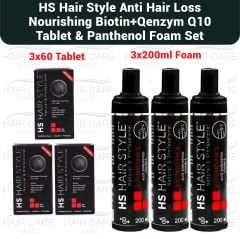 HS Hair Style Anti Hair Loss Hair Vitamin + Panthenol Foam Set (3x60 Tablets + 3x200ml)