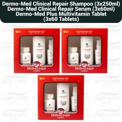 Dermomed Clinical Anti Hair Loss, Hair Repair Set - 3 LOT (3x250ml Shampoo + 3x60ml Serum + 3x60 Tablets)