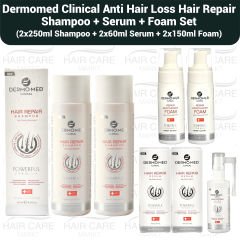 Dermomed Clinical Anti Hair Loss, After Hair Transplant Hair Repair Set - 2 LOT (2x250ml Shampoo + 2x60ml Serum + 2x150ml Foam)