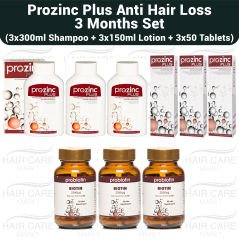 Prozinc Plus Anti Hair Loss Shampoo, Lotion and Hair Vitamin Set (3x300ml + 3x150ml + 3x50 Capsules)