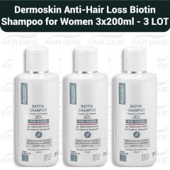 Dermoskin Biotin Anti Hair Loss  Shampoo for Women - 3×200ml