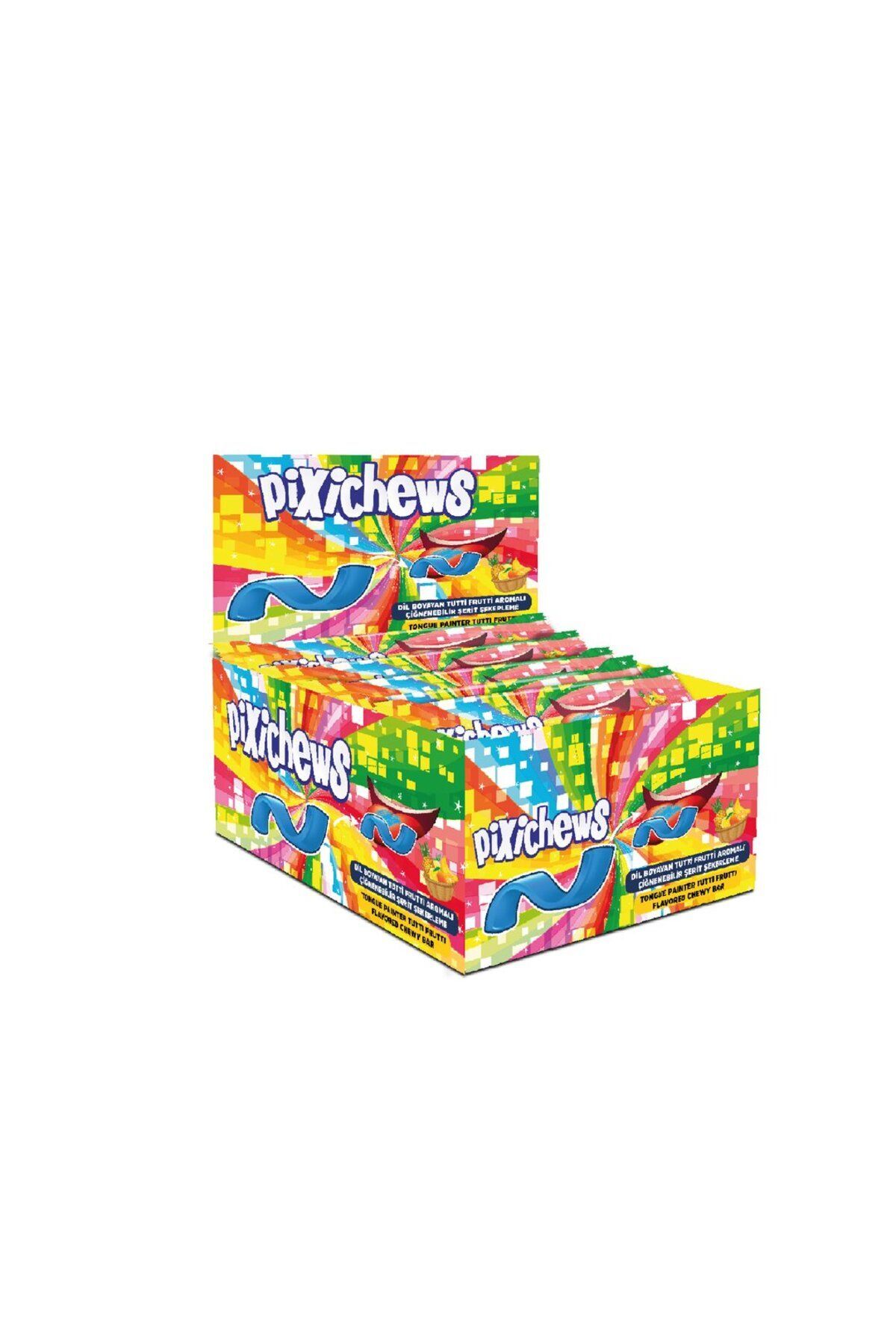 PIXICHEWS Meyve Aromalı Dil Boyayan Yumuşak Şerit Şekerleme 7 Gr X 60 Adet/1 Kutu