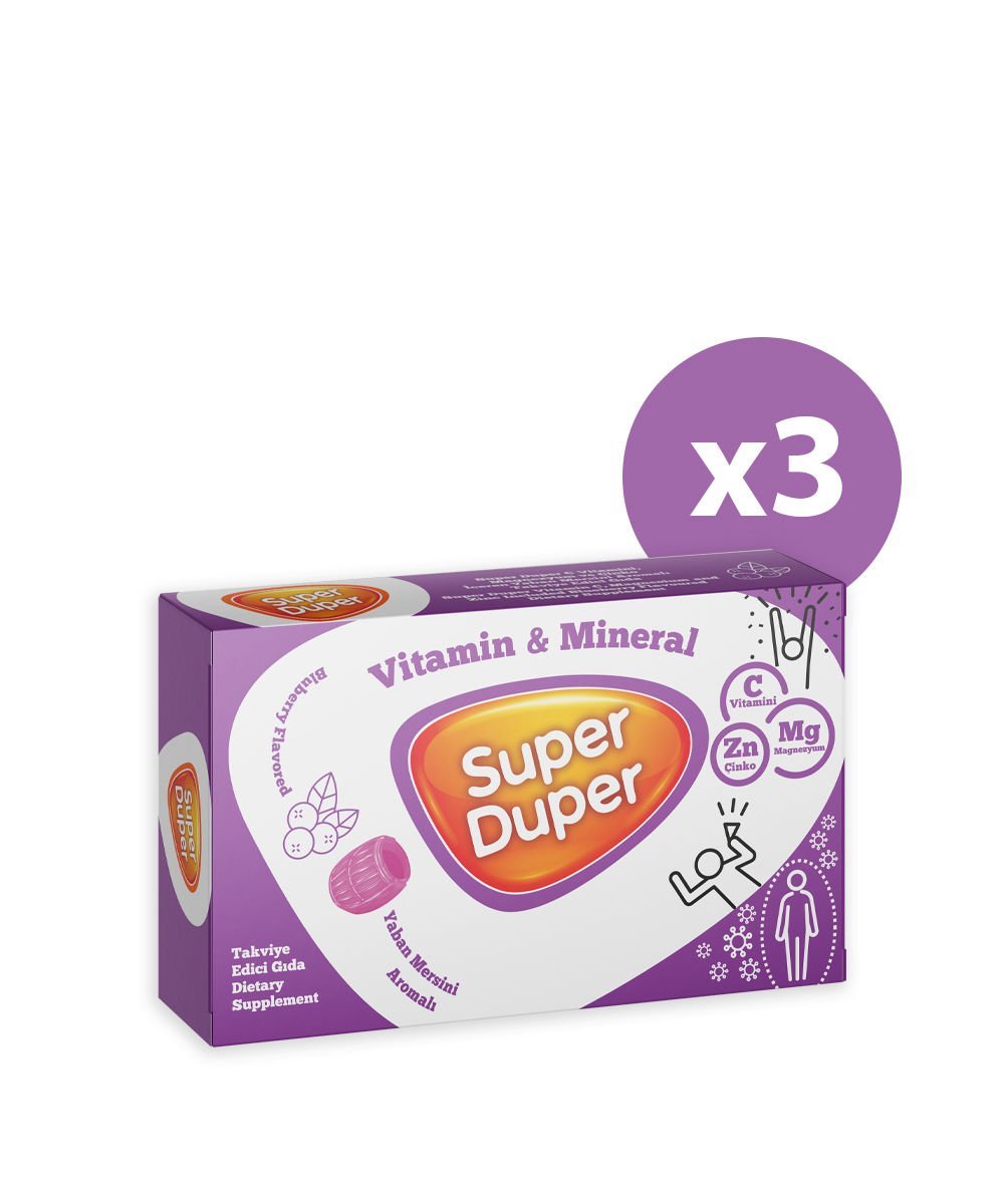 Super Duper Yaban Mersini Aromalı Vitamin Mineral Bonbon 3'lü Paket