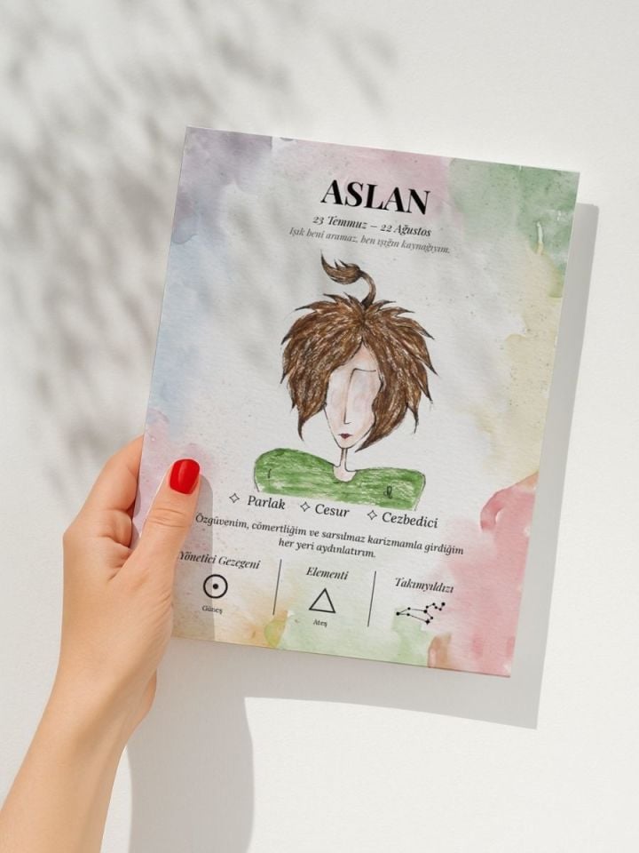 Aslan Burcu Poster – El Çizimi Suluboya İllüstrasyon