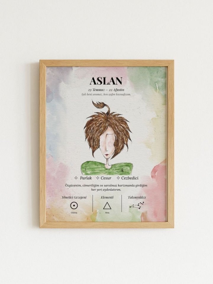 Aslan Burcu Poster – El Çizimi Suluboya İllüstrasyon