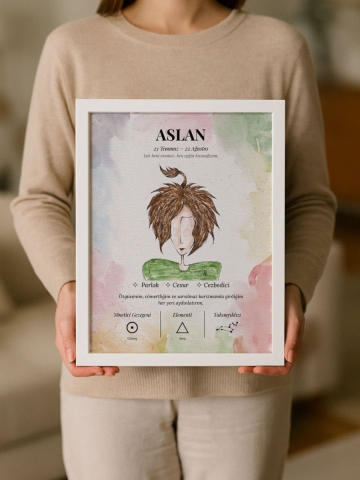Aslan Burcu Poster – El Çizimi Suluboya İllüstrasyon