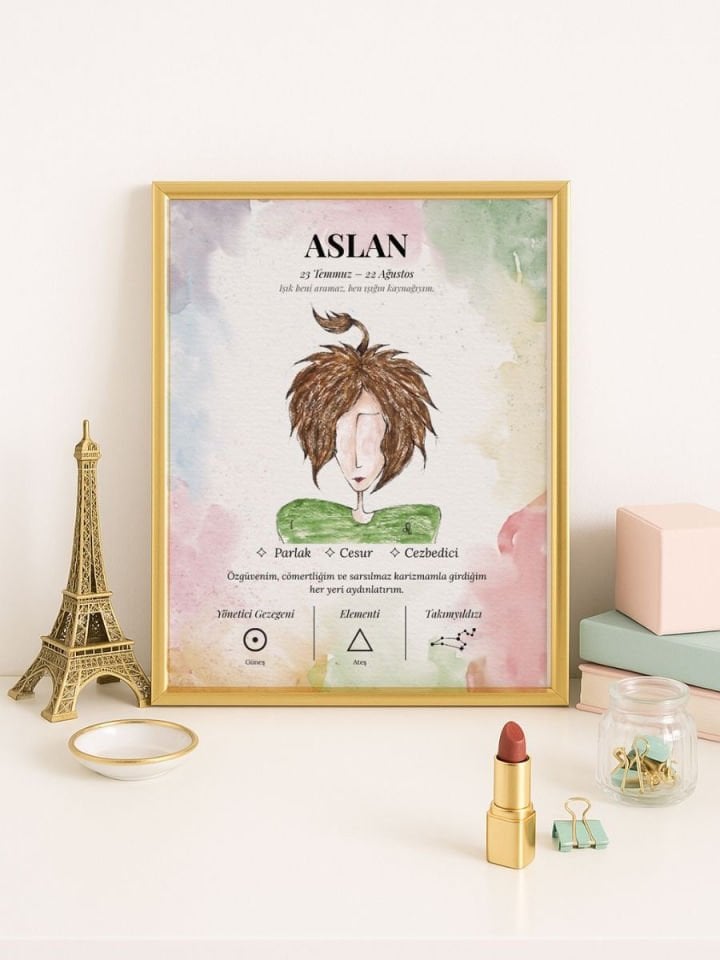 Aslan Burcu Poster – El Çizimi Suluboya İllüstrasyon