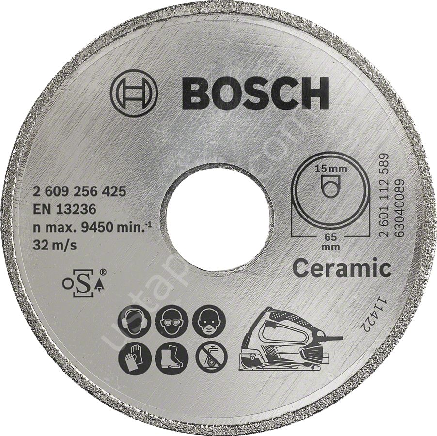 Bosch - Seramik İçin PKS 16 Multi Uyumlu Elmas Kesme Diski 65 x 15mm 2609256425