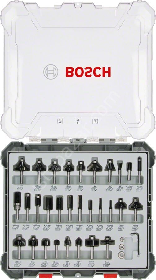 Bosch - Profesyonel 30 Parça Karışık Freze Ucu Seti 8 mm Şaftlı 2607017475