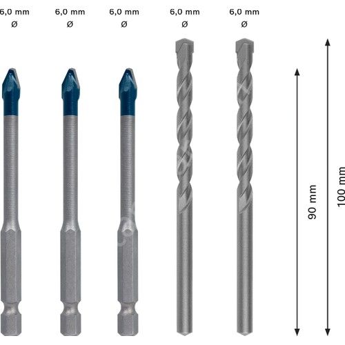 Bosch Expert Hex-9 Hardceramic Delme Ucu Karışık Seti 6 mm 5 Parça