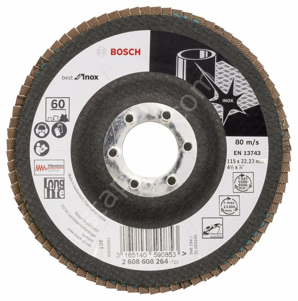 Bosch - 115 mm 60 Kum Best Serisi Inox Flap Disk 2608608264