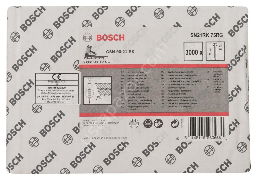 Bosch - GSN 90-21DK Çivi  75mm 3000li YivliÇinko 2608200037