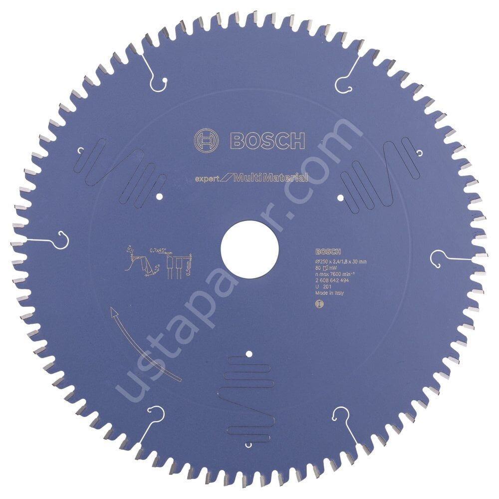 Bosch - Expert Serisi Çoklu Malzeme için Daire Testere Bıçağı 250*30 mm 80 Diş 2608642494