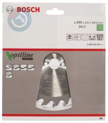 Bosch - Optiline Serisi Ahşap için Daire Testere Bıçağı 160*20/16 mm 24 Diş