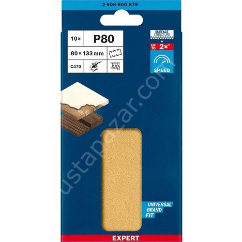 Bosch Expert C470 Zımpara Kağıdı 80X133MM 80 Kum 8 Delik 10LU
