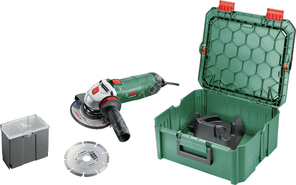 Bosch PWS 850-125 Avuç Taşlama Makinesi 850W, Disk Çapı 125 mm + System Box 06033A270A
