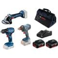 Bosch Gsr 185 + Gdx 180 + Gws 180 2x4Ah Akülü Çantalı vidalama ve taşlaşma seti