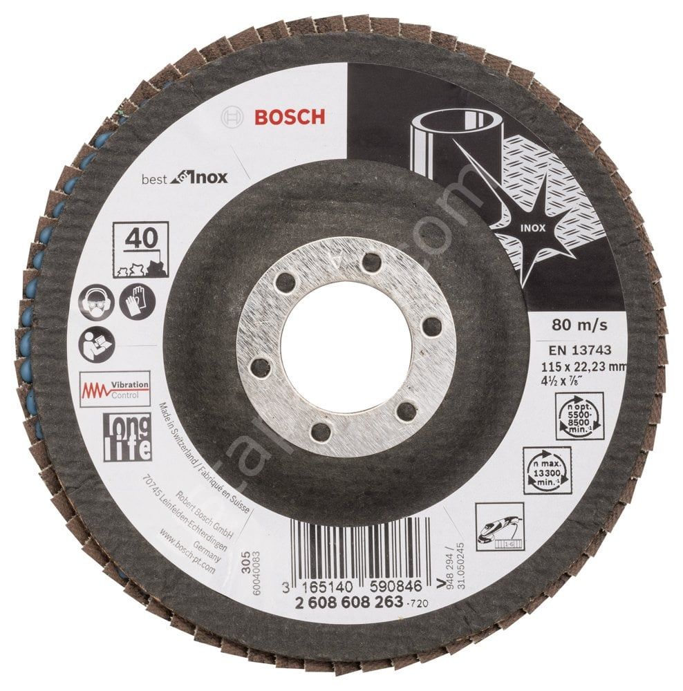 Bosch - 115 mm 40 Kum Best Serisi Inox Flap Disk 2608608263