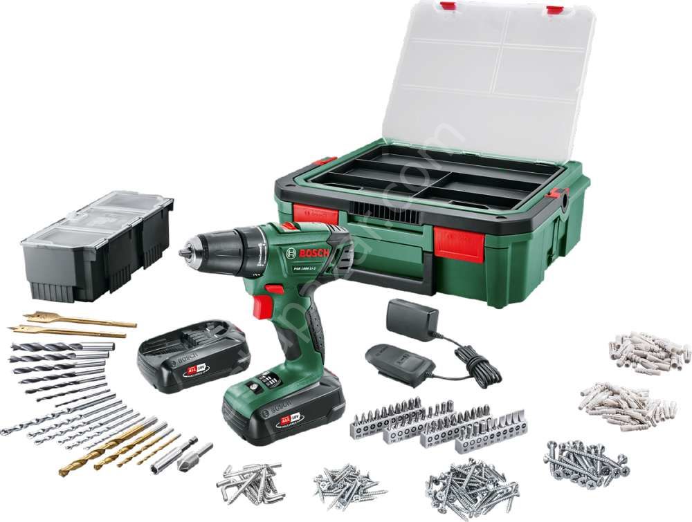 Bosch PSR 1800 LI-2 Akülü Delme-Vidalama Makinesi+ Systembox + 241 Parça Set 06039A310S