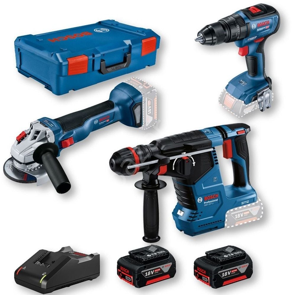 Bosch GBH 187 + GWS 18V-10 + GSR 18V-50 Vidalama Kırıcı Taşlama Seti - 0615990N42
