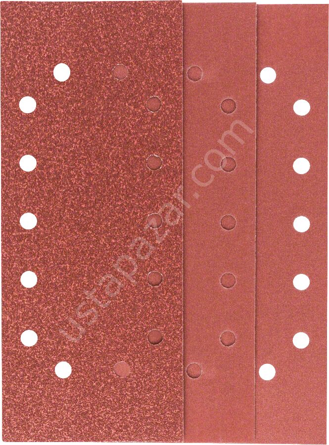 Bosch - Titreşimli Zımpara Kağıdı 10'lu Set, 115 x 280 mm 60/120/180 Kum 14 Delik