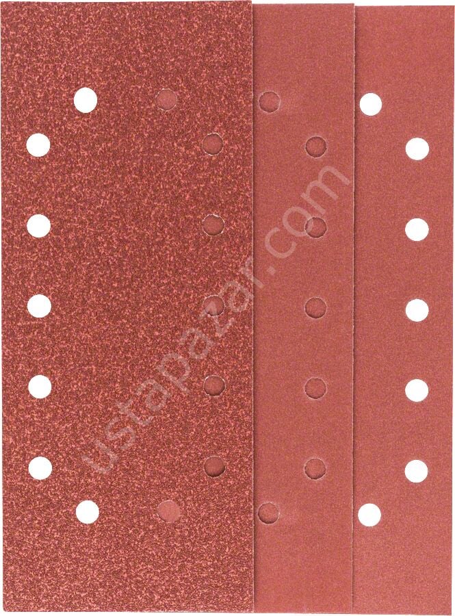 Bosch - Titreşimli Zımpara Kağıdı 10'lu Set, 115 x 280 mm 60/120/180 Kum 14 Delik