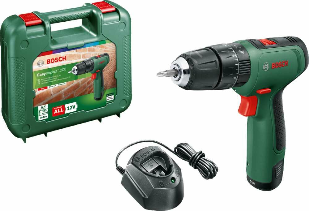 Bosch EasyImpact 1200 Akülü Darbeli Delme Vidalama Makinesi + GAL 1210 CV (Tek Akülü) 06039D3104