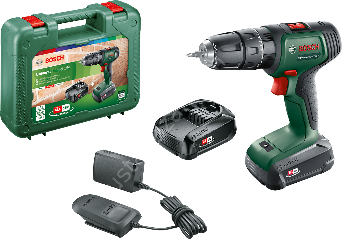 Bosch UniversalImpact 18 Çift Akülü Darbeli Delme Vidalama Makinesi (2 x 1,5Ah) 06039D4102