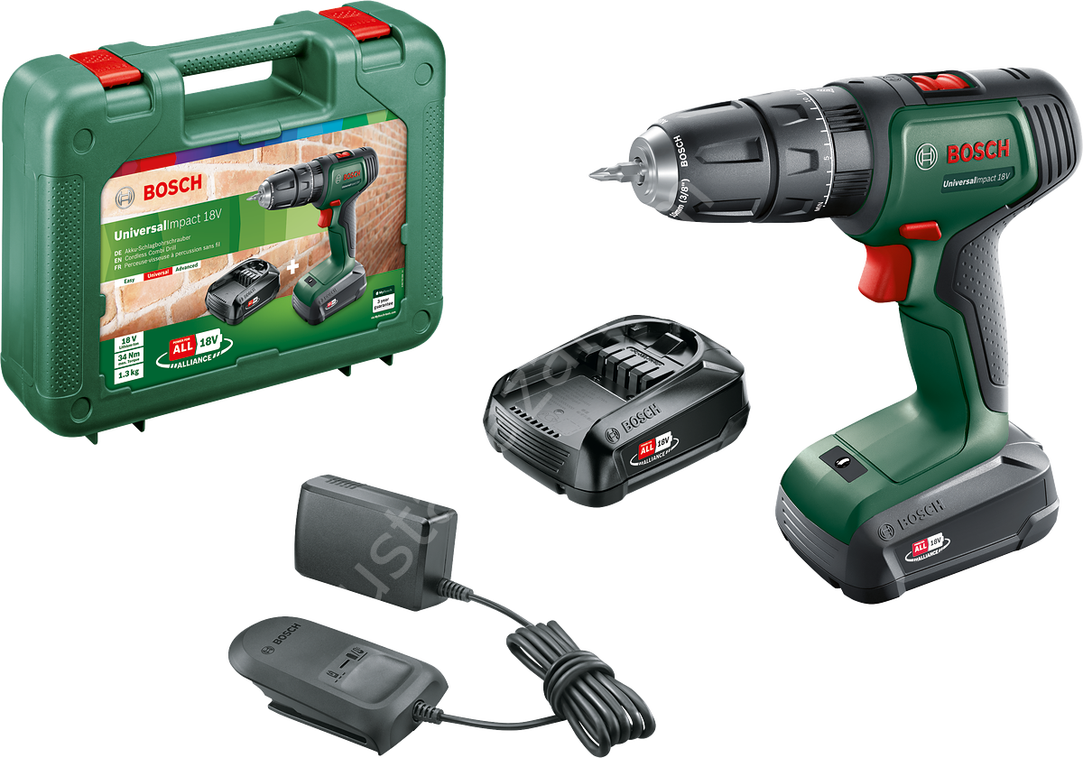 Bosch UniversalImpact 18 Çift Akülü Darbeli Delme Vidalama Makinesi (2 x 1,5Ah) 06039D4102