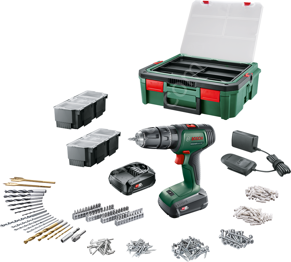 Bosch UniversalImpact 18V (2x1,5 Ah) Akülü Darbeli/Delme Vidalama Makinesi + 241 parça set + Systembox S 06039D4103