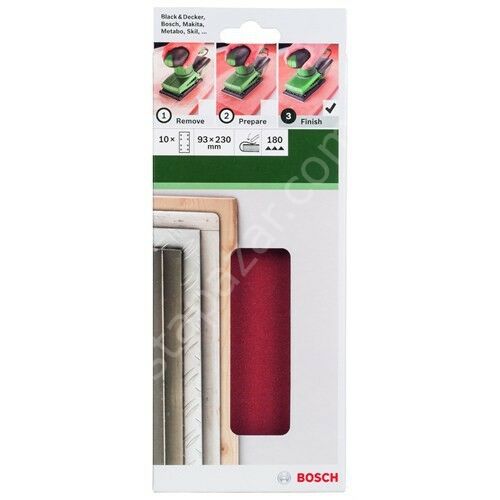 Bosch - Titreşimli Zımpara Kağıdı 10'Lu, 93 X 230 Mm 180 Kum 8 Delik